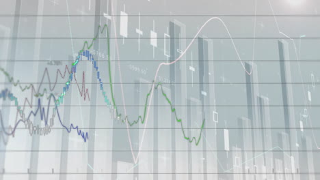 Animation-of-financial-data-processing-over-grid-on-grey-background