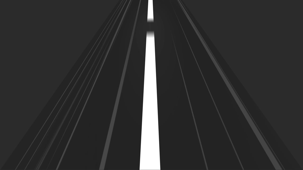 Driving road in night speed animation isolated on black background