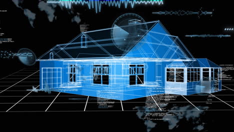 animation of data processing over digital house