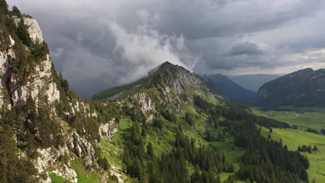 perfect light during a stormy day in the french alps