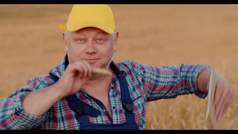 agricultor en un campo de trigo