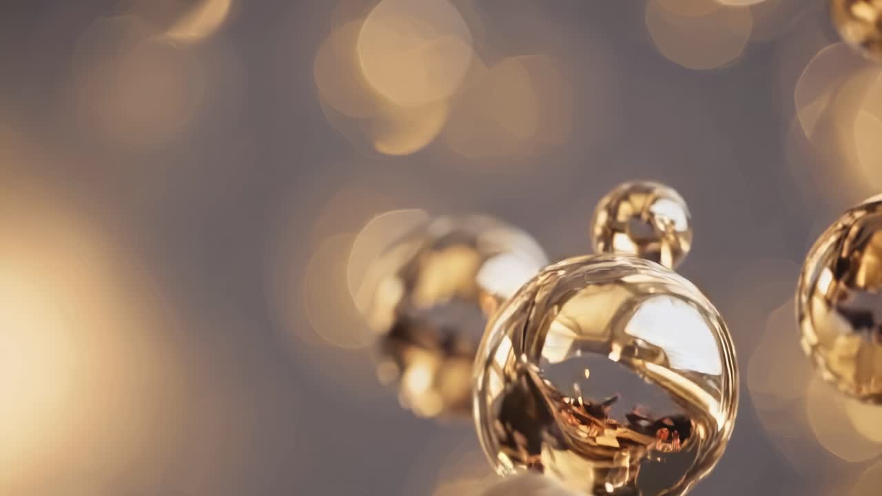 Abstract video of golden bokeh lights with a shallow depth of field