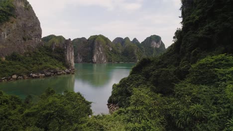 drone video shows of halong bay in vietnam