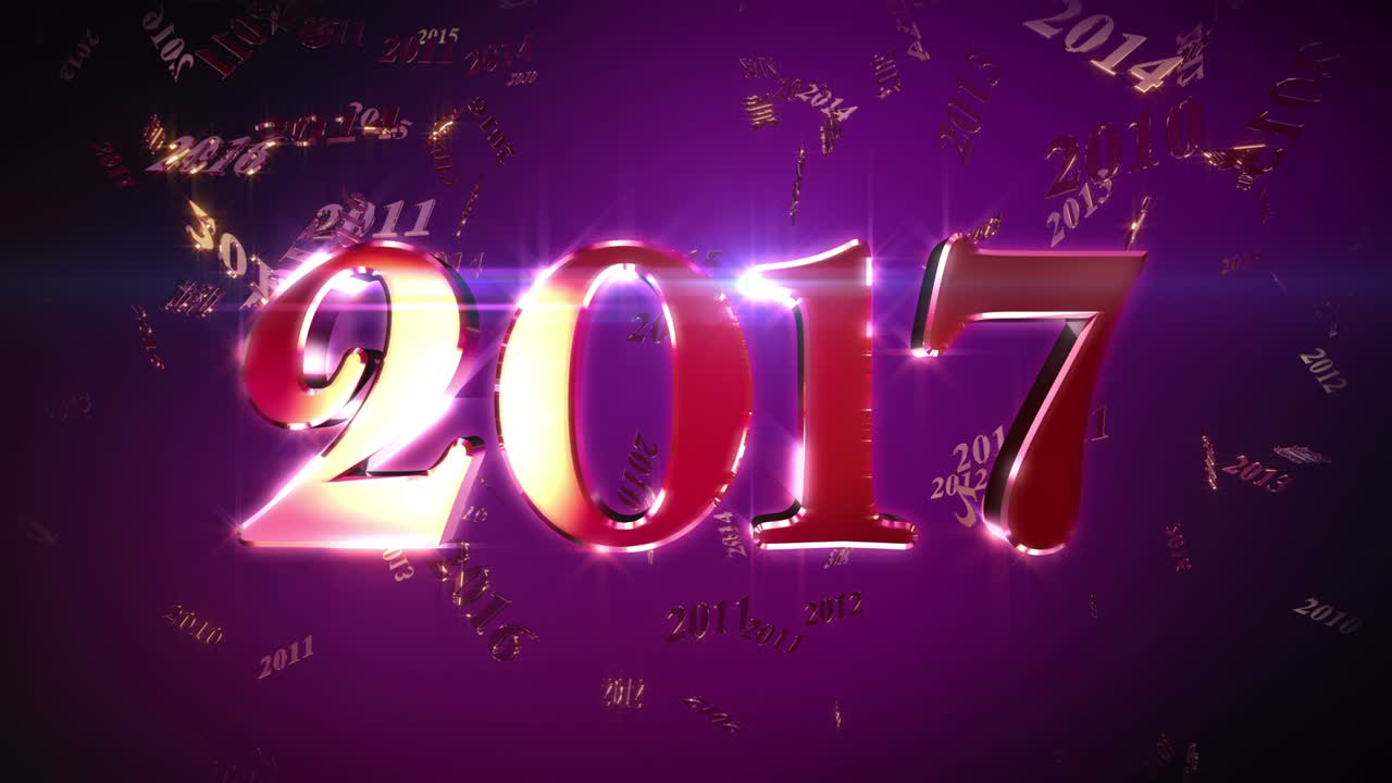 4k: nuevo año 2017 animación de fondo en bucle