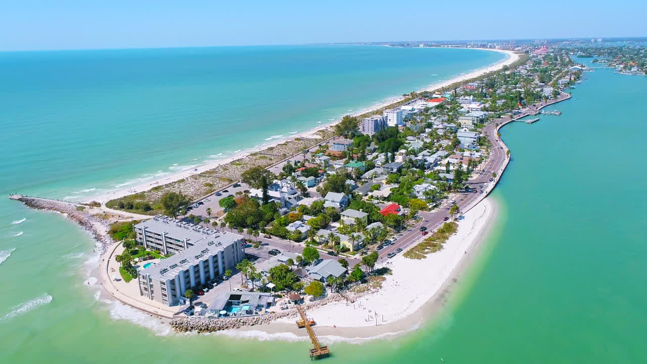 Pass-a-Grille Beach aerial vista with Gulf of Mexico view in Florida