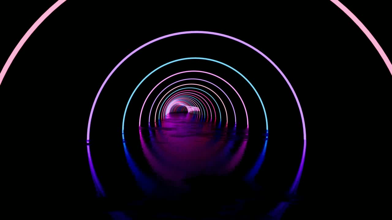 túnel de anillos de láser de neón