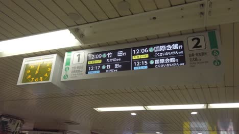 kyoto subway station vintage clock and underground information screen japan