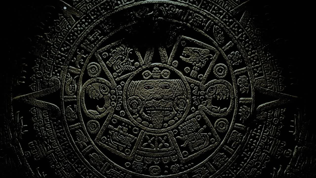 Primo Piano del Calendario Maya al Buio