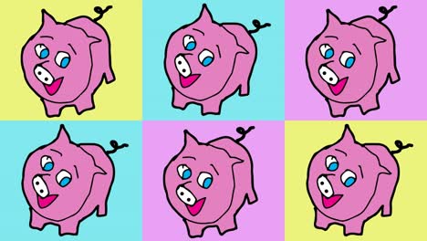 kids drawing pop art seamless background with theme of pig