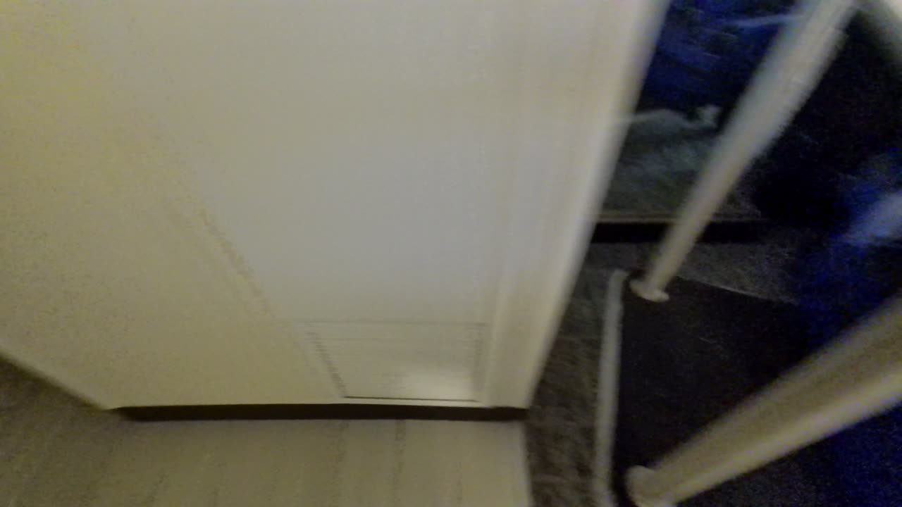 Hotel room with luggage and bathroom.