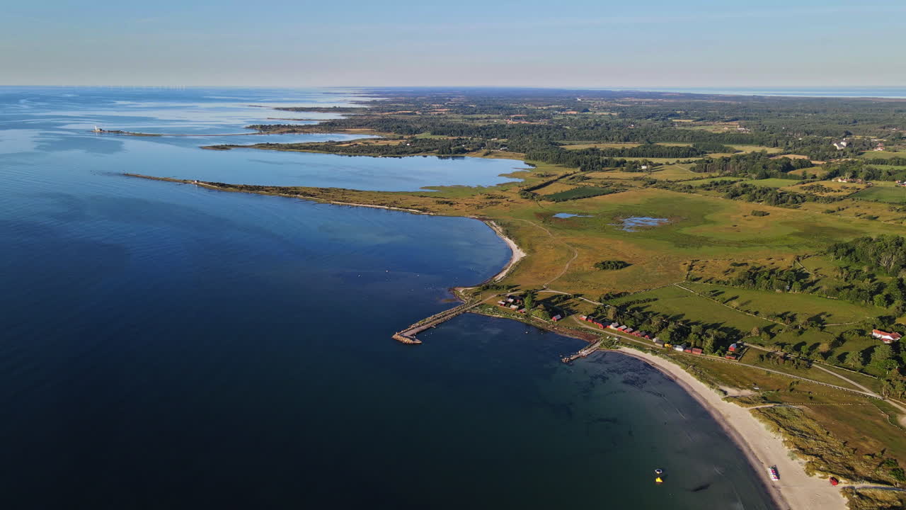 Wonderful View Of Sandbybadet From Above Of Green Paradise In Sweden - Aerial Shot