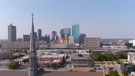 establishing drone shot of fort worth, texas