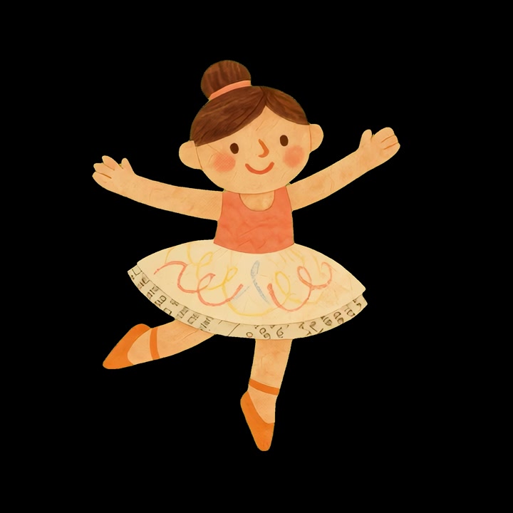 Illustrazione animata di una piccola ballerina che danza