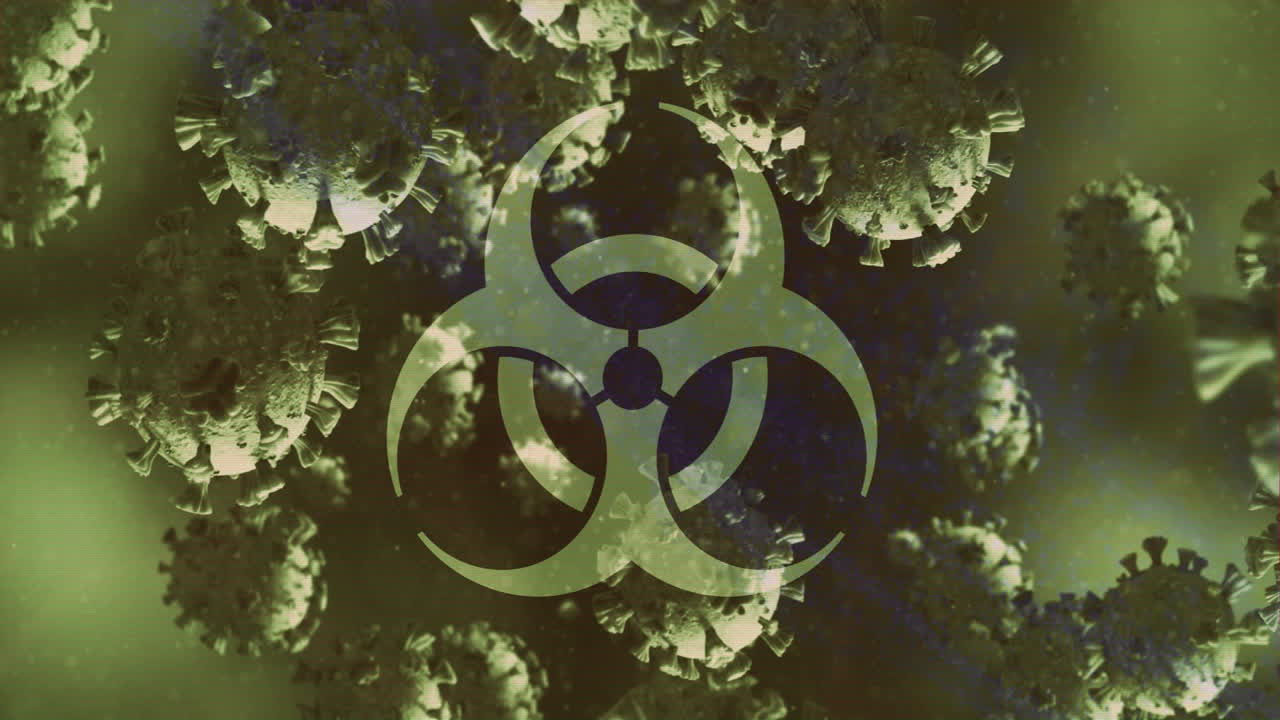 바이러스 세포 위에 핵 기호의 애니메이션