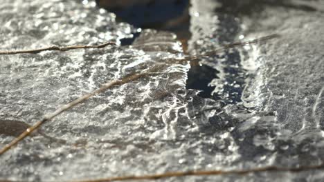 beauty and the danger of ice layers melting and cracking on top of river water