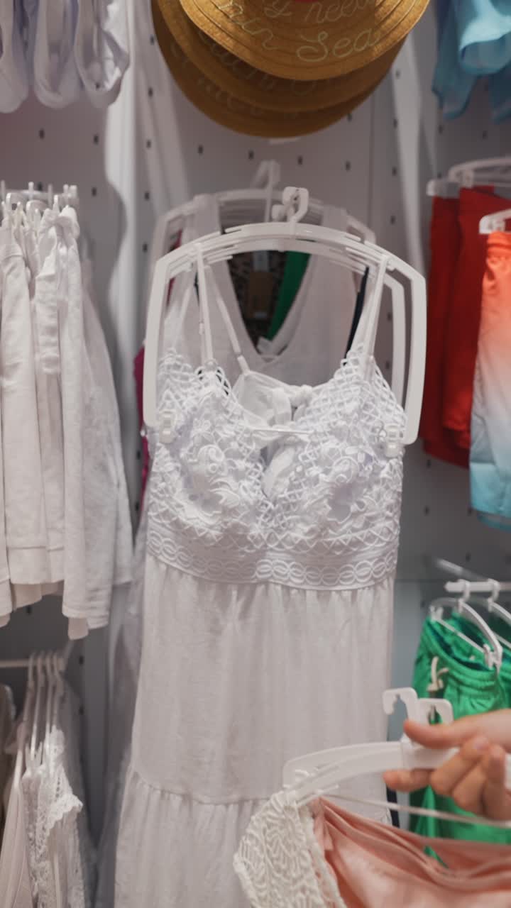 Donna che compra vestiti in un negozio di abbigliamento