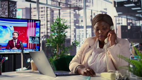 businesswoman on phone call in modern office