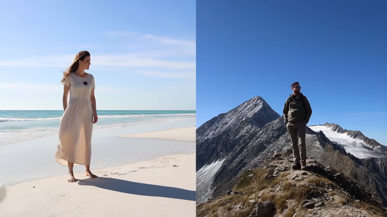 Diverse Travel Destinations: Beach Relaxation and Mountain Adventure