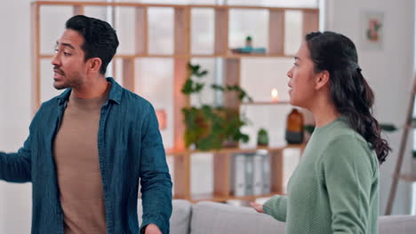 couple, fight and anger with stress and conflict
