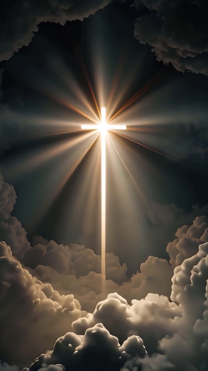 Christian Cross Heavenly Light Worship Background 4K