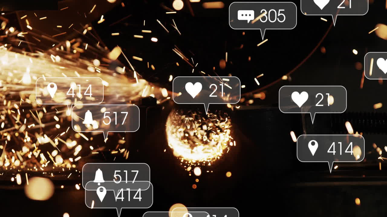 소셜 미디어 알림: 불꽃과 반이는 구에 대한 애니메이션