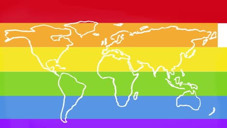 animación del mapa del mundo en el fondo del arco iris