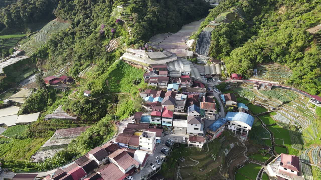 Vista panorâmica geral do Distrito de Brinchang na Área das Terras Altas de Cameron, Malásia