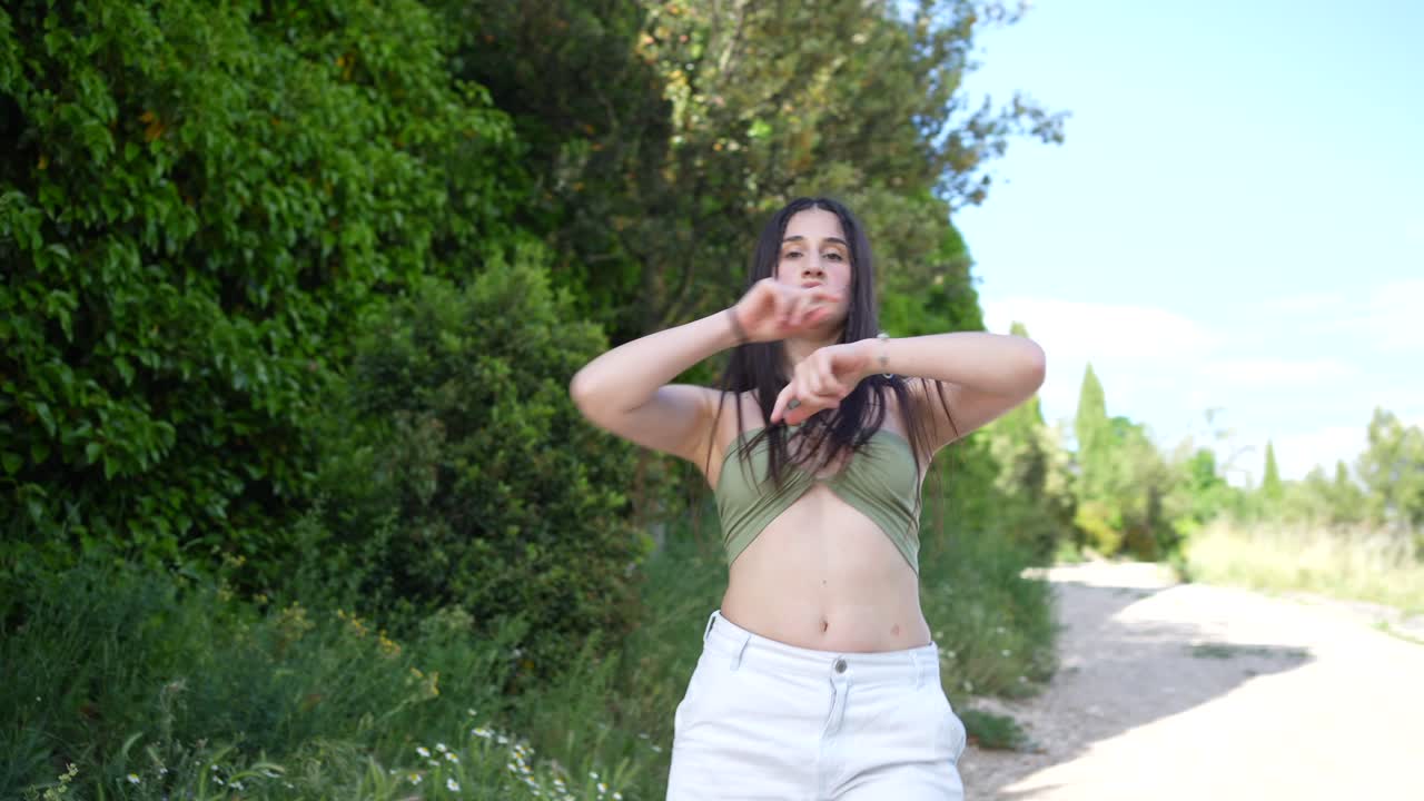 Brunette woman in nature