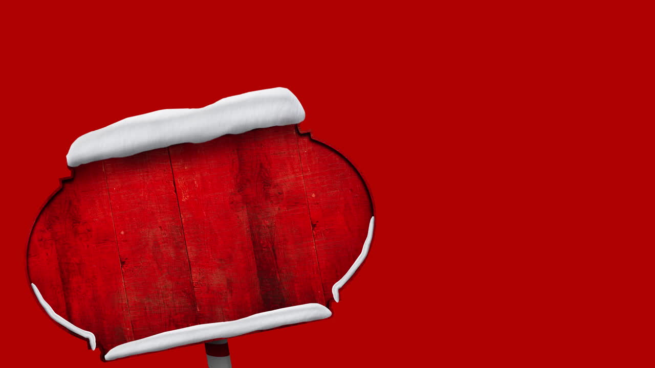 animación de un cartel de madera en blanco con espacio de copia sobre fondo rojo