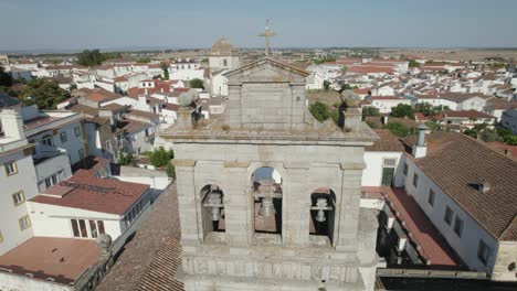 panoramic aerial view with close-up of the cathedral bells