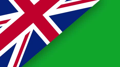 animación de transición de la bandera del reino unido. fondo verde
