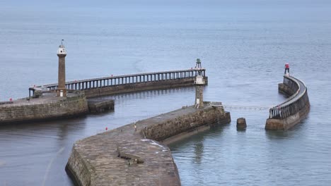 Statische-Aufnahme-Des-Berühmten-Hafens-Von-Whitby-Bay