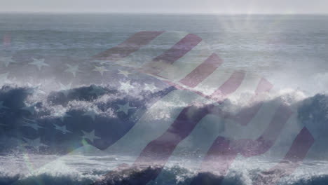 Digital-composition-of-waving-us-flag-against-waves-in-the-sea