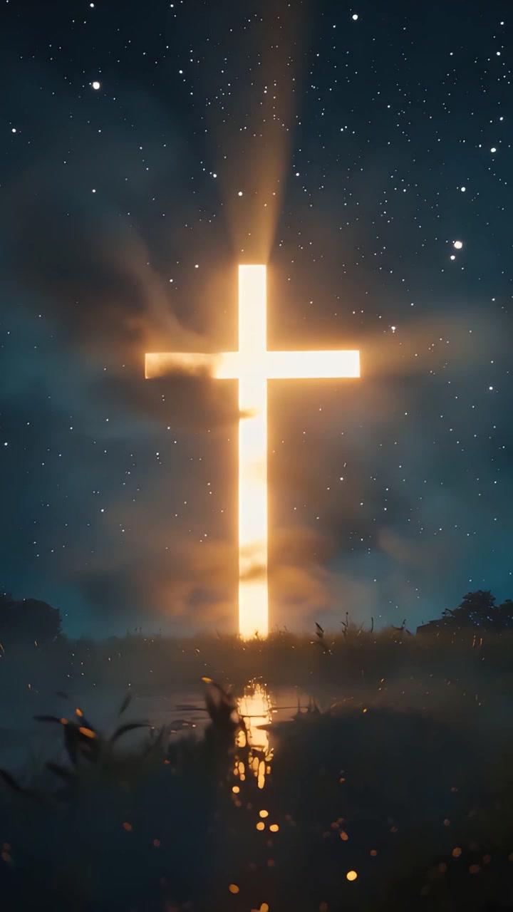 Christian Cross Heavenly Light Worship Background 4K