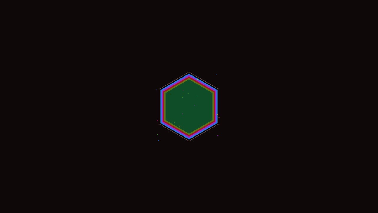 Scéna zobrazuje hexagonální ukazatel načítání, určený pro tvůrce videí. Animace obsahuje barevný obrys a centrální oblast, která se plynule vyplňuje. Tento design vylepšuje zážitek z načítání videa.