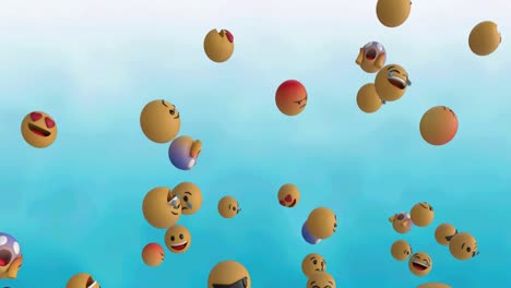 Digital-animation-of-multiple-face-emojis-floating-against-blue-gradient-background