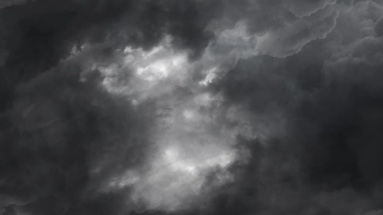 Lightning Bolt Strikes An Storm dark Clouds 4K
