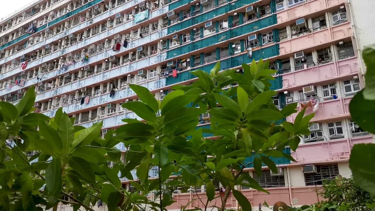 Colorful public house, intensive living space, rent dorm room in old town, Wong Chuk Hang, Hong Kong.