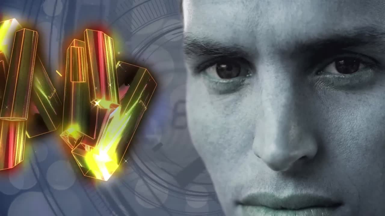 animación de bloques metálicos, escaneo de alcance y procesamiento de datos sobre una mujer de negocios