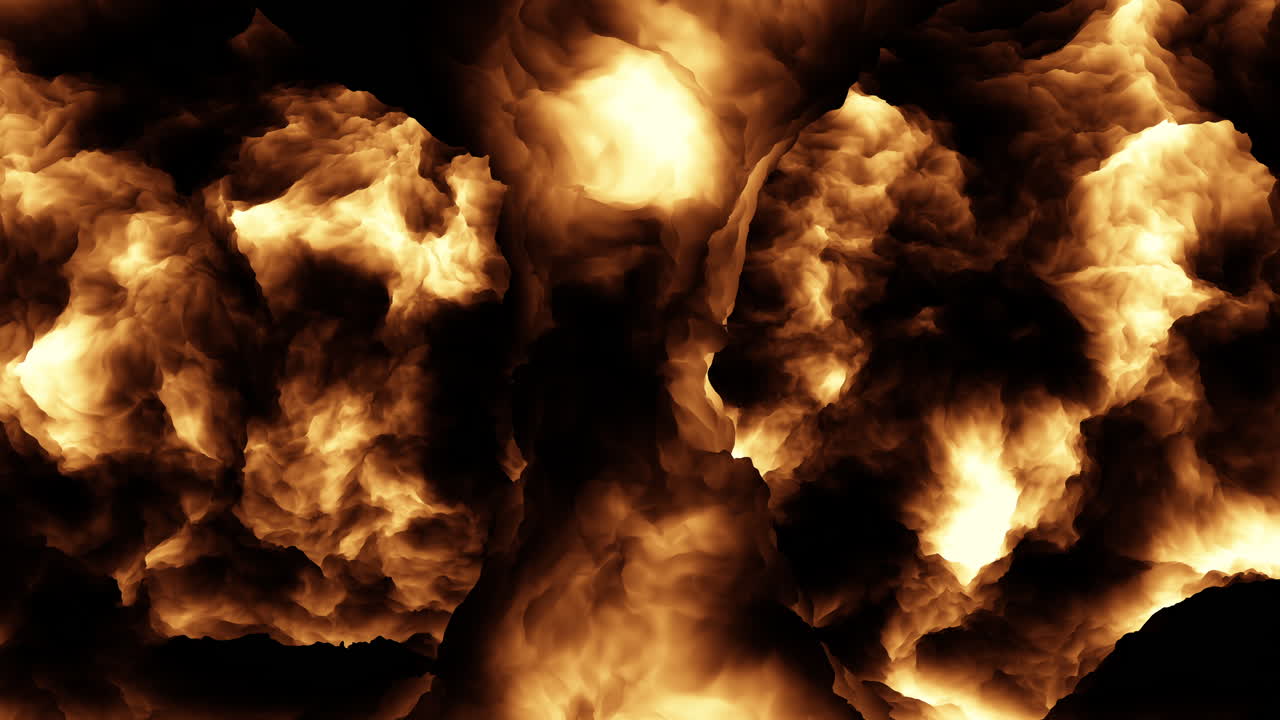 불꽃과 연기에 싸인 버려진 건물