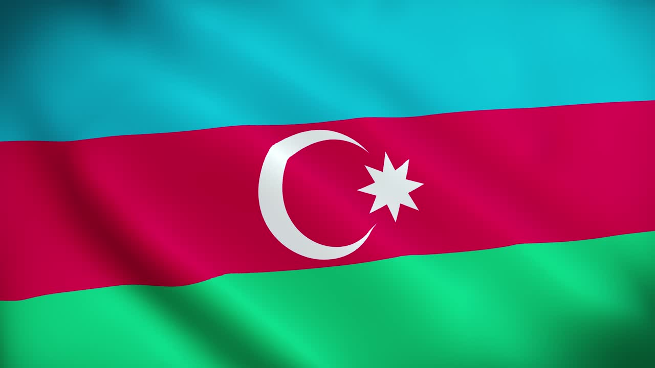 4K Animeret nationalt symbol for Aserbajdsjan, animeret aserbajdsjansk flag, der vajer. Det animerede nationalflag for Aserbajdsjan