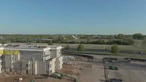 aerial view of new building construction site
