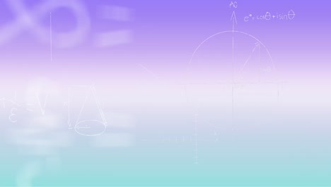 Animation-of-handwritten-mathematical-formulae-over-blue-to-purple-background