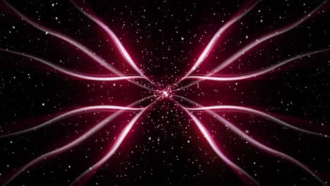 animación digital de nieve cayendo sobre senderos de luz rosada contra un fondo negro