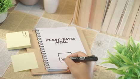 ticking off plant-based meal from checklist