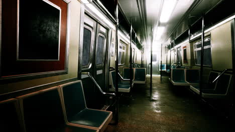 interior vacío del vagón del metro