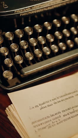 Vintage Typewriter and Papers on Wooden Desk
