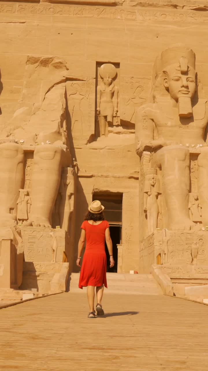 Woman Visiting Abu Simbel Temple in Egypt