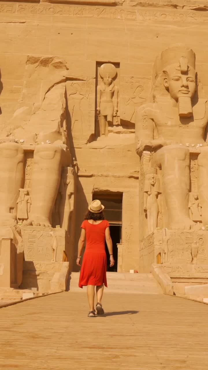 Woman Visiting Abu Simbel Temple in Egypt