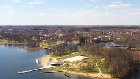 recreational tourism complex in aluksnes pilssala from a drone view